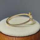Solid 14K Yellow Gold Anchor Round CZ Ring
