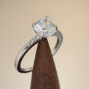 Solid 14K White Gold Asscher 6.5mm Clear CZ Engagement Ring