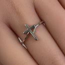 Sterling Silver Fluid Cross Ring