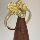 Solid 14K Gold Angel Wings with Heart Ring