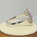 Sterling Silver Pink Opal Oval CZ Halo Ring