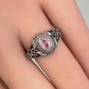 Sterling Silver Austere Oval Cut Pink CZ Ring