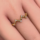 Solid 14K Gold Zig-Zag Clear CZ Ring
