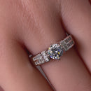 Sterling Silver Eloquent Round & Emerald Cut Clear CZ Engagement Ring