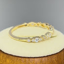 Solid 14K Yellow Gold Thin Elegant Round Clear CZ Ring