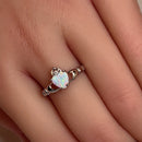 Sterling Silver Claddagh White Lab Opal CZ Ring