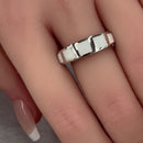 Sterling Silver 5 Bar White Lab Opal Ring