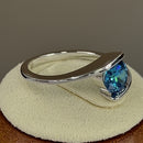 Sterling Silver Round Bezel Blue Topaz CZ Ring