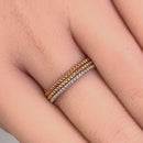 Solid 14K Yellow, Rose, & White Gold Rope Ring Set