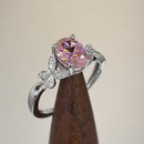 Sterling Silver Double Butterfly Pink Center Stone CZ Ring