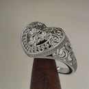 Sterling Silver Heart Plumeria Ring