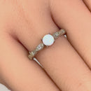 Sterling Silver White Lab Opal CZ Engagement Ring
