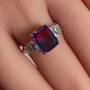 Sterling Silver Bicolor Blue Purple Ombre CZ Ring