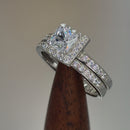 Sterling Silver Square Clear CZ Double Ring