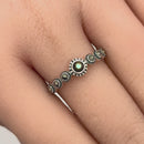 Sterling Silver Small Round Abalone Marcasite Ring