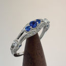 Sterling Silver Filigree Blue Spinel CZ Ring