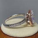 Sterling Silver Two Tone Rose Gold Plated Cushion Cut Clear & Pink CZ Ring