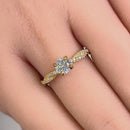 Solid 14K Yellow Gold Round Cut Twist Engagement Ring