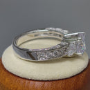Sterling Silver 8.0mm Round Cut Clear CZ Modern Marquise Engagement Ring