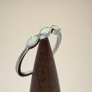Sterling Silver Triple Marquise White Lab Opal Ring