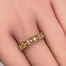 Solid 14K Yellow Gold Alternating Round Cut CZ Ring