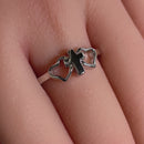 Sterling Silver Cross with 2 Hearts Ring