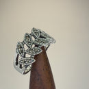 Sterling Silver Double Eye Marquise Marcasite Ring