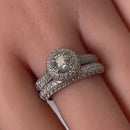 Sterling Silver Halo Round CZ Engagement Set Ring