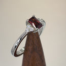 Sterling Silver Precious Emerald Cut Dark Garnet CZ Ring