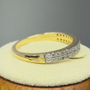 Solid 14K Yellow Gold 2 Row Half Eternity Pave Diamond Ring