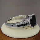 Sterling Silver Black Emerald Cut CZ Ring