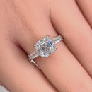 Solid 14K White Gold Asscher Cut CZ Engagement Ring