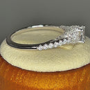 Sterling Silver Victorian Oval and Round Cut Clear CZ Engagement Ring
