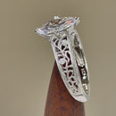 Sterling Silver Vines Filigree Maquise Cut Clear CZ Engagement Ring