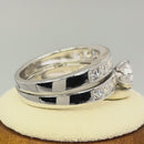 Sterling Silver Clear Engagement Set Ring