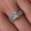 Sterling Silver Square Clear CZ Double Ring