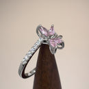Sterling Silver Butterfly Pink CZ Ring