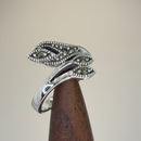 Sterling Silver Triple Eye Marcasite Ring