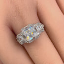 Sterling Silver Classic Princess, Emerald & Round Cut Clear CZ Ring