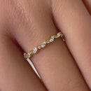 Solid 14K Yellow Gold Half Eternity Clear Marquise & Round Cut CZ Engagement Band