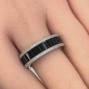 Sterling Silver Emerald Cut Eternity Pave Black CZ Ring