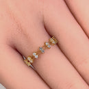 Solid 14K Yellow Gold Double Round Clear CZ Ring