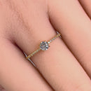 Solid 14K Yellow Gold Round 4mm Clear CZ Ring