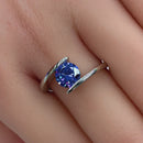 Sterling Silver Round Bezel Tanzanite CZ Ring