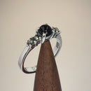 Sterling Silver Black Onyx Round Marcasite Ring