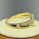 Solid 14K Yellow Gold Elegant Overlapping Diamond Wave Ring