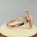Sterling Silver Rose Gold  Turtle White Lab Opal Ring