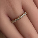 Solid 14K Yellow Gold Cluster Marquise & Round Clear CZ Ring