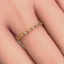 Solid 14K Yellow Gold Half Eternity Round CZ Ring