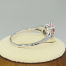 Sterling Silver Double Heart Apple Green & Pink CZ Ring